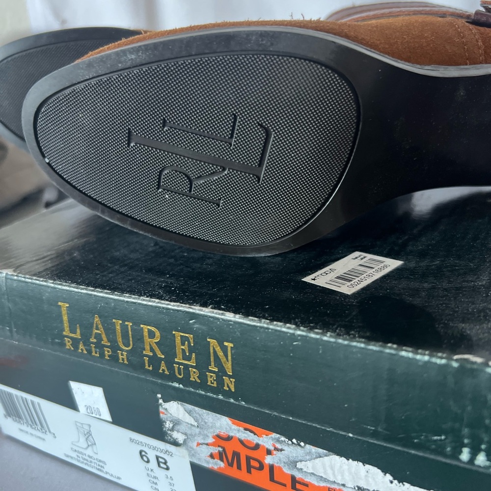 Lauren Ralph Lauren Brown Suede Ankle Booties - Picture 8 of 9